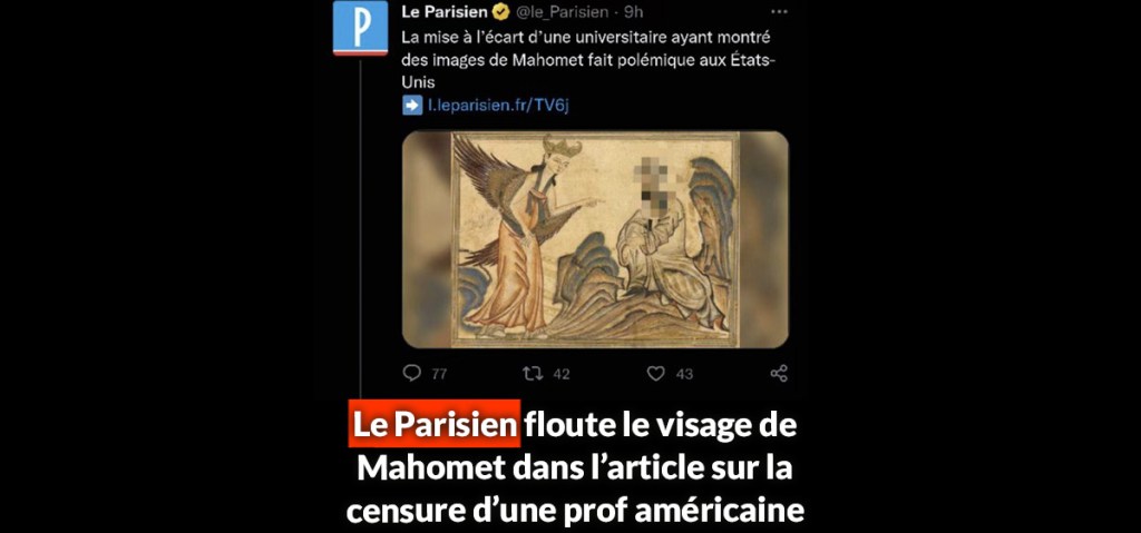 Le Parisien floute le visage de Mahomet dans 1 article sur la censure d&rsquo;une prof&nbsp;américaine!