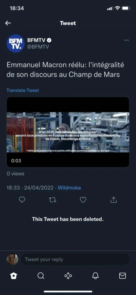 bfmtv annonce victoire macron illegalement