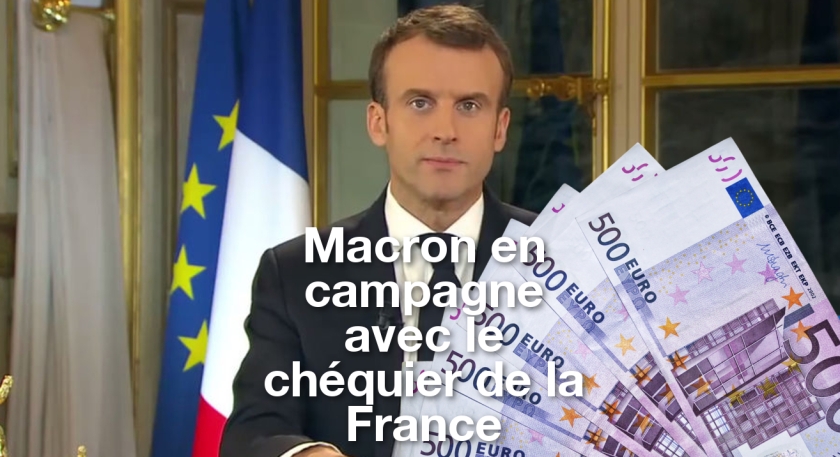 macron campagne chequier france Tetiere