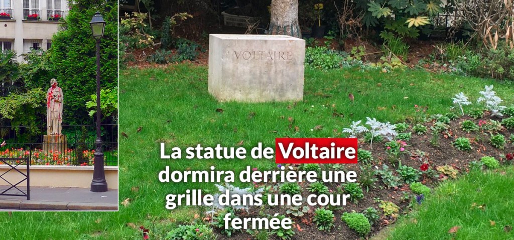 La statue en pierre de Voltaire discrètement retirée définitivement de son square à&nbsp;Paris