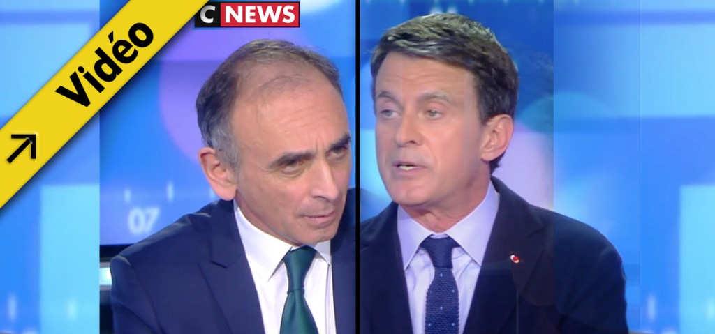 Eric Zemmour face à Manuel Valls dans &laquo;&nbsp;Face à l&rsquo;info&nbsp;&raquo; sur&nbsp;Cnews